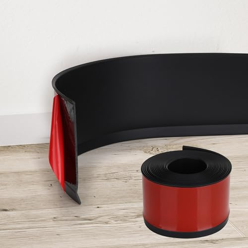 YKUKIZEE 6 M Self-Adhesive Plastic Skirting Board Covers Black 10 CM Wide | Flexible, Wall Baseboard Molding Trim, Vinyl Wall Base Moulding Trim