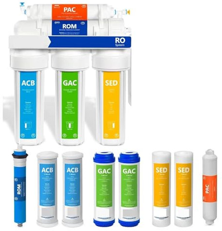 Filtración por ósmosis inversa RO de 5 etapas con grifo y tanque debajo del agua del fregadero más 4 filtros Con alta tasa de purificación