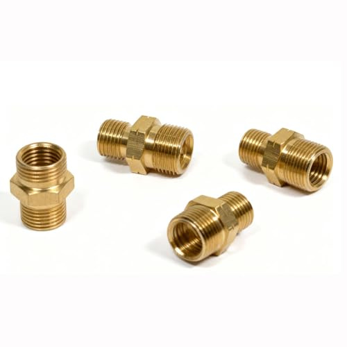 Huixplore 4 Stück Messing Gasschlauch Verbinder 1/4 auf 3/8 Links - DN8×DN10 AG Links Doppelnippel Gas Schnellkupplung - Gasflaschen Adapter Doppelnippel 1/4 Zoll auf 3/8 Zoll