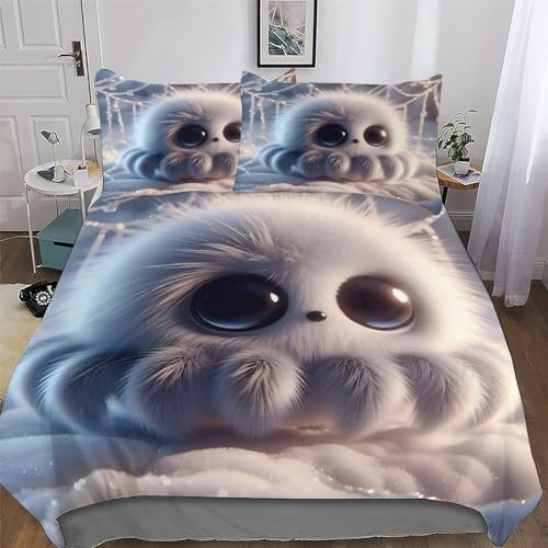 AASWDDS Cute Spinne Bettwäsche-Set 3D-Bettbezug Für Mädchen Und Jungen, 2-teiliges Set, Deckenbezug Mit Kissenbezug Mikrofaser Bettbezüge Single(135x200cm)