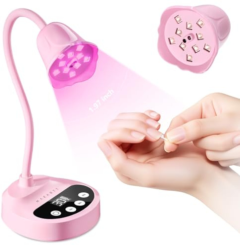 Makartt Cordless UV LED Nail Lamp Pink 50mW/cm² for Gel X Press-On | 4 Timers & Auto Sensor, USB Rechargeable, High-Intensity UV/LED Output, Ideal for Travel & Home Manicure, Great for Beginners