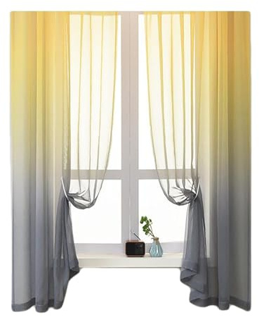 LUMoony Farbverlauf Vorhang 2 Stück Feine Nähte Leicht fließend Stilvoll Sheer Voile Vorhang für Wohnzimmer Schlafzimmer Babyzimmer Kinderzimmer Büro Keller Terrassentür Glasschiebetür Esszimmer