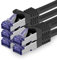 Cat 7 Cable de Red Ethernet LAN - 5m - Negro - 5 Piezas Cat.7 Sftp Pimf Lszh - 10 GB s RJ45 Connectores Cat6a compatible con Cat5 Cat6 Cat7 Cat8