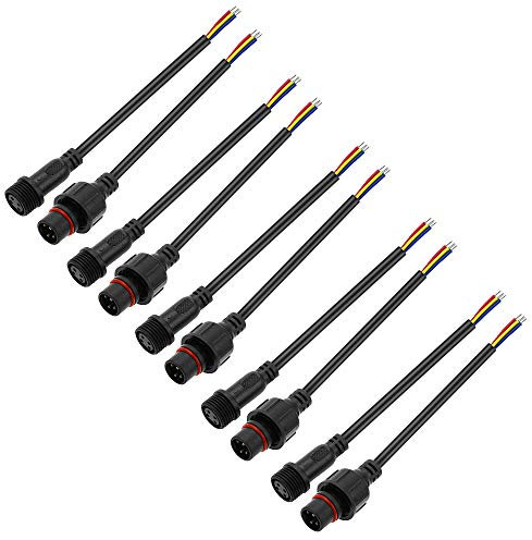 ALITOVE 5 Pairs 4 Core Electrical LED Connector IP65 with 20cm 18AWG 4X 0.5mm² Cable for Car Truck Boat Indoor/Outdoor LED Strip Lights/String