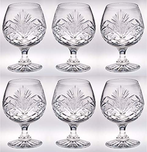 Barski Crystal - Jerez - Brandy - Coñac - Snifter - Juego de 6 vasos - Hecho a mano - Vaso de cristal - Ideal para bebidas alcohólicas - Bourbon - Vino - 9 onzas - Fabricado en Europa
