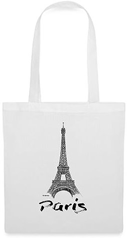 Spreadshirt P.D. Moreno Eiffelturm Paris Stoffbeutel, One size, Weiß
