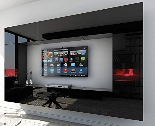 Furnitech Wohnwand Wohnzimmer - Wohnzimmer Möbel mit LED RGB - 16 Farben - Hängend Wohnwand Modern - Wohnzimmer Schrankwand mit Regale und TV Schrank (Future 29/HG/B/1 1A)