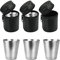 WENRERO 12 PCS Shot Glasses Stainless Steel 30ml 1 Ounce Shot Cups Portable Mini Unbreakable Schnapps Cup Stackable Camping Wine Tumblers Vessel Drinking Coffee Beer Mug with 3 Leather Case for Travel