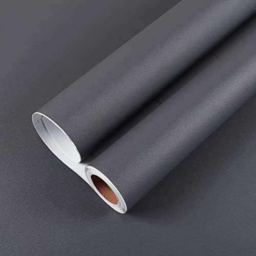 VaryPaper Klebefolie Grau Selbstklebende Folie Möbel Retro Tapeten Wohnzimmer Wasserfest Möbelfolie für Küche Matt Graue Wandtapete Jungenzimmer Deco Schrank Schlafzimmer Badezimmer Wanddeko 81cm×3m