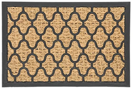 Relaxdays Chainlink Design Doormat Coir And Rubber, 60 x 40 cm, Door Mat Inside & Outside, Non-Slip Wiper, Brown/Black