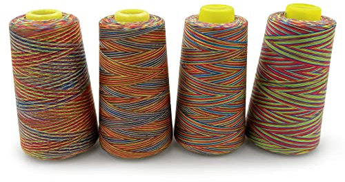 Tortoise 4 Kegel mit je 274 m pro Spulenfaden für alle Zwecke, Serger, Overlock, Quilten, Nähmaschine – 40S/2 Regenbogen-2 Polyestergarn