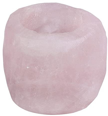 KYEYGWO Rose Quartz Natural Crystal Candle Holder Ornament, Healing Crystal Stone Candle Holder Elegant Look Tea Light Holder Candle Sets for Decoration