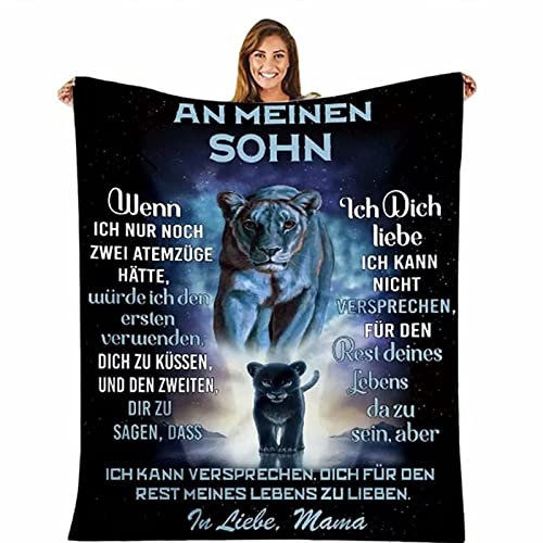 LDFHOIN Kuscheldecke Flauschige Personalisierte Briefedecke An Meine Sohn, Decken Geburtstag Weihnachten Graduierung Geschenke für Sohn von Mama, Super weich Mikrofaser Flanelldecke