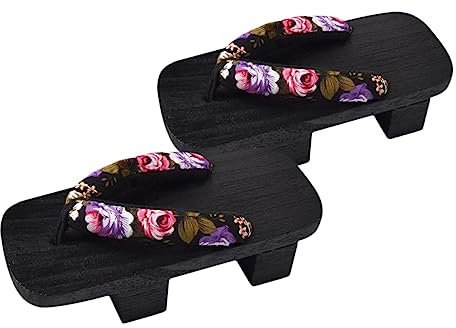 GALPADA Tongs Pantoufles Pour Femmes Hommes Sabots Japonais Été Sandales à Plateforme Motif Floral Rayures Noires