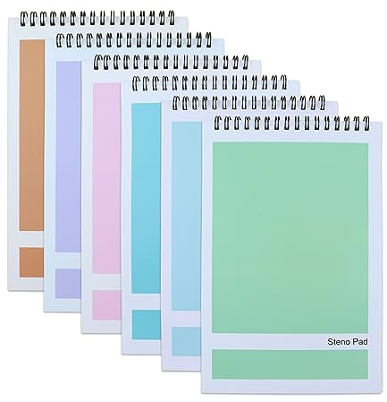 Aacehlh Steno Pad,6 Pack Top Spiral Notepads,6 x 9,80 Sheets, Gregg Rule Steno Notebook for Writing Notes in School, University, College, Office,Home