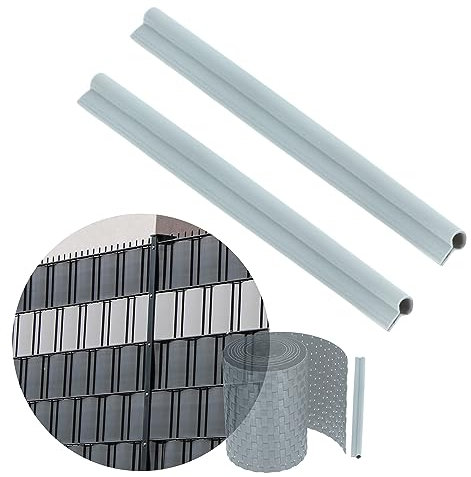 KADAX Klemmschienen für Sichtschutzstreifen, Befestigungsclips aus Kunststoff, Klemmstreifen, Clips für Zaunfolie, Endclips (2 Stück Set, Hellgrau)