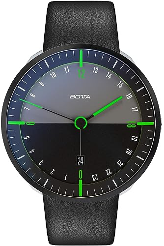 botta Herren-24H-Stunden-Uhr Schweizer Quarzwerk mit Lederarmband TRES 24 (45 mm)
