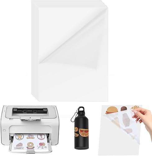 ADERTOS 30 Stk A4 Selbstklebende Folien Bedrucken Klebefolien Druckerpapier Halbtransparent Bedruckbar Vinylfolie Inkjet Vnyl Aufkleber Sticker für Tintenstrahldrucker Laserdrucker