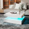KEEPREAPER Couchtisch Wohnzimmertisch weiß Hochglanz, Sofatisch mit LED Beleuchtung modern für Wohnzimmer, 78 x 78 x 35,5 cm (Weiß-CT20)