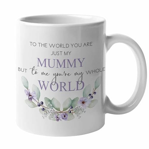 allaboutthebump to The World You are My Mummy but to me You're My Whole World Purple Floral Printed Ceramic Mug (1st Mothers Day Gift | I Love My Mum | Happy Mothers Day | First Mothers Day Mum)