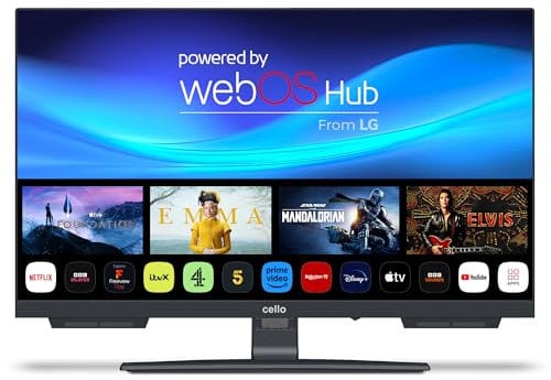 Cello C2224WSH 22″ inch Smart Frameless TV Freeview Play Pitch Perfect Speakers FreeSat, Bluetooth. Disney+, Netflix, Apple TV+, Prime Video, Paramount+, BBC iPlayer Made in the UK