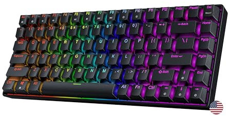 Geeky GK75 75% | Hot Swappable Mechanical Gaming Keyboard | 84 Keys Multi Color RGB LED Backlit for PC/Mac Gamer | ANSI US American Layout (Black, Mechanical Red)
