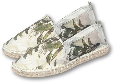 MAGIC SELECT Alpargatas Planas de Lona con Punta Cerrada para Mujer. Esparteras Estampadas. Zapatos de Esparto. Talla 36