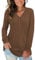 AUSELILY Women's Long Sleeve Tops V-Neck Jumpers Causal Button Down Sweatshirts Loose Henley T Shirt Blouse(Brown,M)