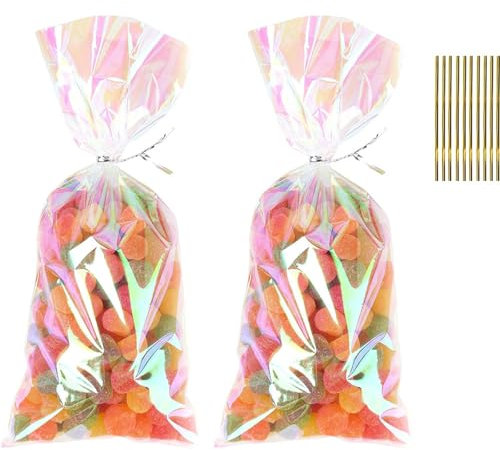50Stück Transparent Bonbons Tüten,Kekstüten Weihnachten Transparent,Weihnachten Geschenkbeutel,Transparente Tüten für Süßigkeiten,Bonbontüten Partytüten Cellophantüten,für Plätzchen Kekse Pralinen