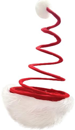 Cexiakong Lustige Weihnachtsmütze Nikolaus Mütze Witzig Springende Spirale Xmas Bouncing Hat rot mit Plüschrand Neuheit Weihnachten Strickmütze Nikolaus Mütze mit Regenbogen Pailletten Schneeflocke