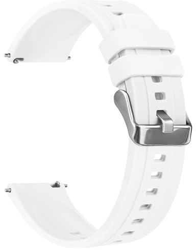 Vancle Silicone Bracelet de Montre 22mm, Souple Bracelet de Replacement en Dégagement Rapide Homme Femme (Blanc, 22mm)