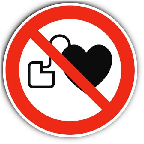 Kein Zutritt für Personen mit Herzschrittmachern oder implantierten Defibrillatoren, Verbotszeichen: P007 - DIN EN ISO 7010 / ASR A1.3 - Aufkleber: Ø 30 cm, 1 Stück