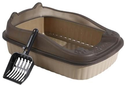 Kleine geschlossene Katzentoilette mit Geruchskontrolle Sichtschutzhaube für Hauskatzen (Khaki, 36.5X29X15.5CM) Mbj750
