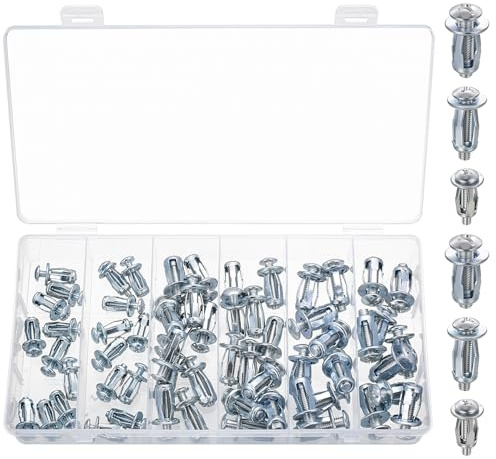 60 Piezas tacos pared, M4 M5 M6 tuerca remache petalos, anclajes para placas de yeso, tacos metalicos anclajes para paredes huecas con tornillos para paredes y puertas huecas