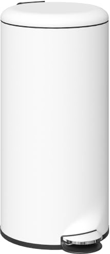 HOMCOM Bidone Immondizia a Pedale da 30L 36x30x63.5 cm Bianco Crema | Coperchio a Chiusura Morbida, Cestino Rifiuti in Metallo e PP, Bidone Spazzatura