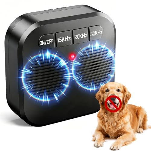 Anti Bell Gerät Hunde Antibell Ultraschall Gerät mit AI-Erkennung - Hundeabwehr Ultraschall 2 Sender - Hunde Bellen Stoppen Innen & Außen - 33 Fuß Reichweite und 3 Intensität - IPX6 Wiederaufladbar