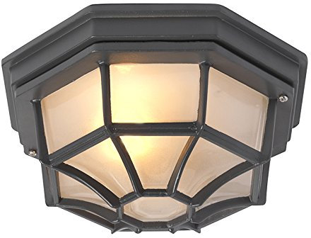 Qazqa - Landhaus I Vintage Landhaus Außen Deckenleuchte I Deckenlampe I Lampe I Leuchte dunkelgrau IP44 - Bri L. I Außenbeleuchtung - Aluminium Rund - LED geeignet E27