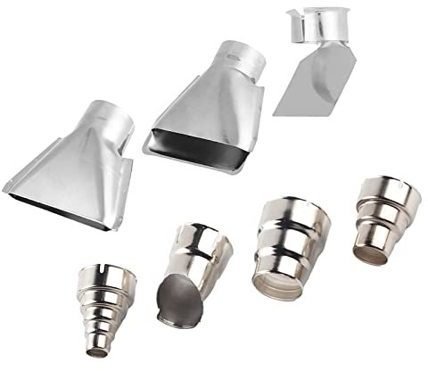 TOPINCN 7Pcs Heat Gun Nozzle Attachments, Stainless Steel Shrink Wrap Hot Air Gun Accessories Tools Kit for 1500-2000W 35mm Hot Air Gun