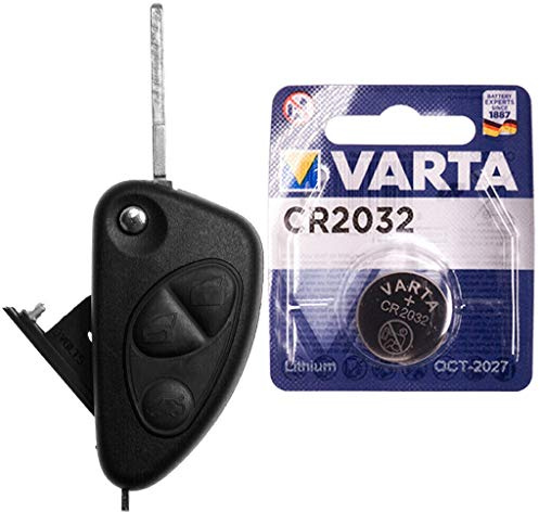 Repair Reparatur Satz Auto Schlüssel Austausch Gehäuse mit 3 Tasten + Rohling + Batterie kompatibel mit Alfa Romeo 156 147 937 GT 97-10