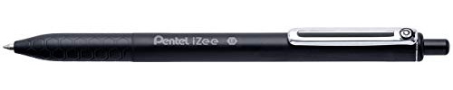 Pentel BX470-A Kugelschreiber iZee, Druckmechanik, Metallclip, 0,5 mm Strichstärke, 1 Stück, schwarz