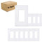 Micmi Placas de pared decorativas de 1 banda, policarbonato irrompible de tamaño estándar, sin tornillos, interruptor eléctrico GFCI (1 banda, sin tornillos, blanco, paquete de 10)