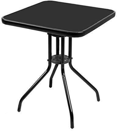 Linder Exclusiv LEX Bistrotisch 60 x 60 x 70 cm mit schwarzer Glasplatte Bistro-Tisch schwarz