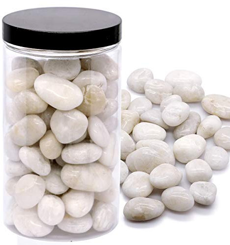 White Rocks Natürliche Polierte Flussfelsen Outdoor Dekorative Ziersteine Aquarium Kies Decor Vase Füllstoffe für Landschaftsbau, Sukkulenten, Kaktus-Topf, Terrarium Pflanzen 1 kg 2.5 cm – 3.8 cm