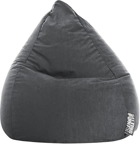 SITTING POINT only by MAGMA BeanBag Easy L Indoor Sitzsack, Lounge Sitzkissen, 70x90cm, Made in Germany, Waschbar, Sessel für Kinder & Erwachsene, anthrazit