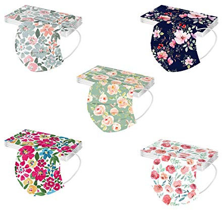50 Stück Erwachsene Mundschutz Einweg für Maske 3-lagig mit Motiv Bunt Mund Nasenschutz Cartoon Druck Tücher Atmungsaktiv Mund-Tuch Bandana Halstuch Schals (A)