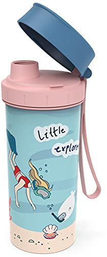 Rotho Memory Kids Trinkflasche, lebensmittelechter Kunststoff (PP) BPA-frei, Mehrfarbig, 0.4l, 7 cm