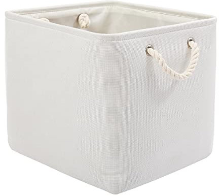 Mangata Aufbewahrungsbox Stoff 33x33x33 cm, aufbewahrungskorb Weiß, Korbe Stoff in Würfel für Schrank, Regal, und Kleidung, (Faltbare, 1er Pack)