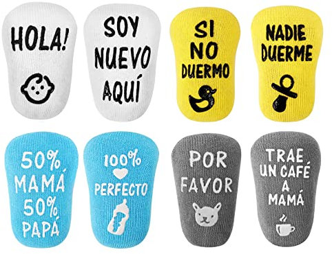 ANOTION Calcetines De Bebé De 0 a 12 Meses, Para Niño Y Niña, Regalos Divertido Para Nacimiento, Baby Shower
