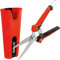 Bikain Kit de Tijera de Poda a 1 Mano y Funda - Modelo 37RKIT1 - Corte Recto Dentado y Simétrico - Sistema Universal - Mango Ergonómico y Antideslizante - Funda Flexible Multiusos - Color Rojo