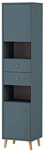 Lomadox Badezimmer Hochschrank in blau, B/H/T ca. 40,3/180,6/33,1 cm